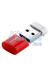 Флешка USB Smartbuy LARA Red (SB64GBLARA-R), 64Gb, USB 2.0, R/W 15/5, красный/белый