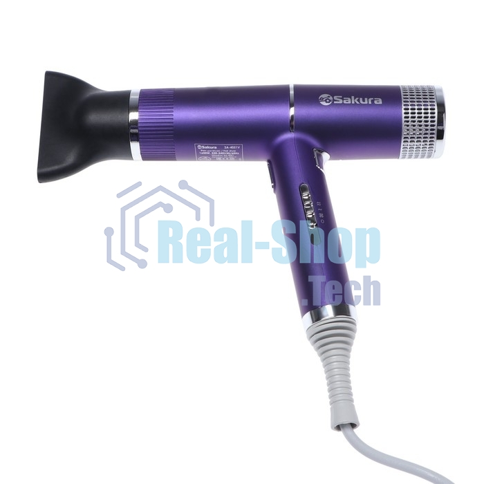 Фен SAKURA SA-4051V фиолетовый/серый, 1600 Вт, компактный