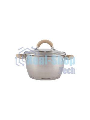 Кастрюля MALLONY Fortuna нержавеющая сталь, со стеклянной крышкой, матовый корпус ручки с силиконом, 2,5 л