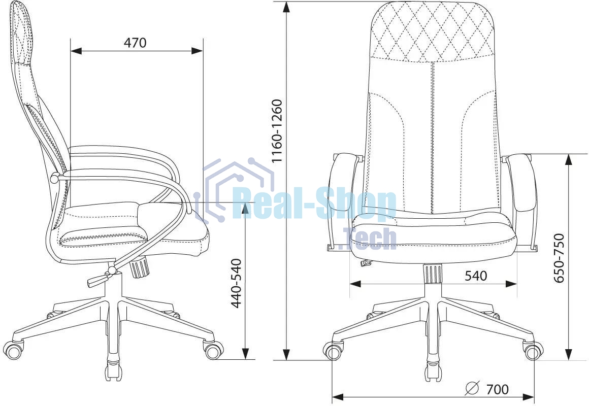 Кресло руководителя Бюрократ CH-608/ECO черный, искусственная кожа, крестовина пластик