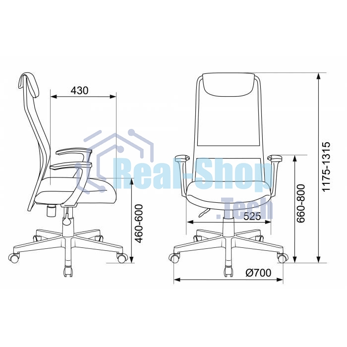 Кресло Бюрократ KB-8/DG/TW-12 TW-04 TW-12 серый, сетка
