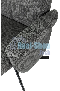 Кресло для дома Бюрократ Baron с пуфом серый, металл черный крестов. (BARON/GREY)