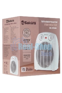Тепловентилятор Sakura SA-0514W, белый, 2000 Вт, 25 м2, термостат