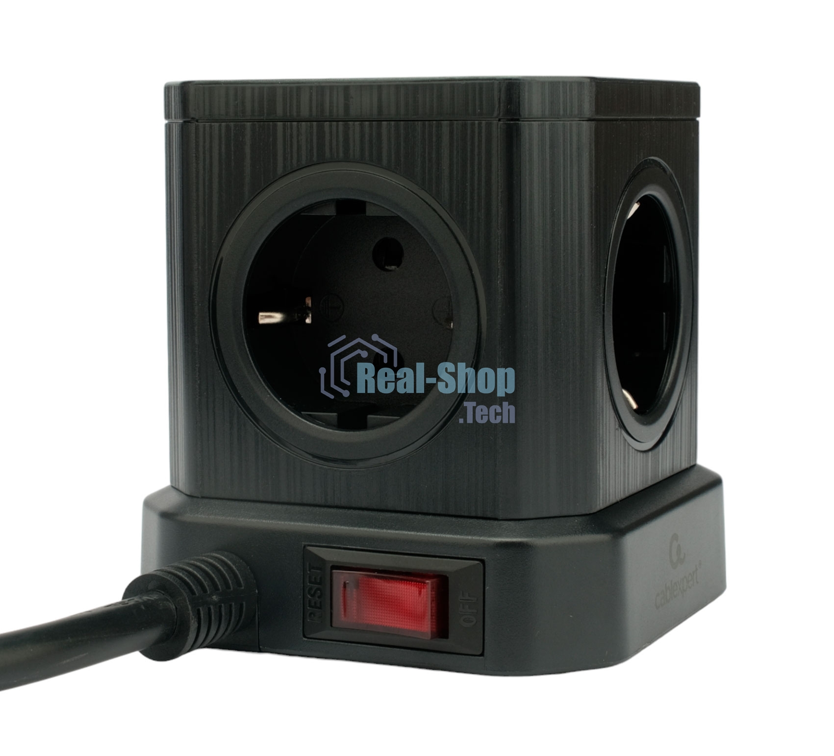 Сетевой фильтр Cablexpert Tower TWR-9-U4-B-2, 9 р, 16А, 4хUSB, 3.1А, 2 м, ур.защиты 4+, черный, коробка