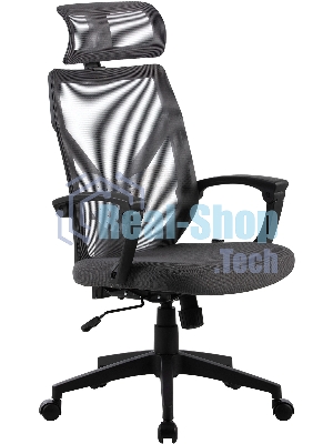 Кресло компьютерное Cactus CS-MC414-GY черный/серый, сетка/ткань, с подголов. крестов. пластик, пластик черный