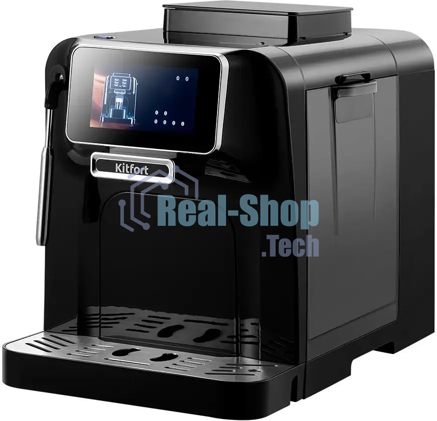 Кофемашина автоматическая Kitfort КТ-7472 черный, исп. кофе - зерновой, 1.5 л, 1480 Вт, 19 бар