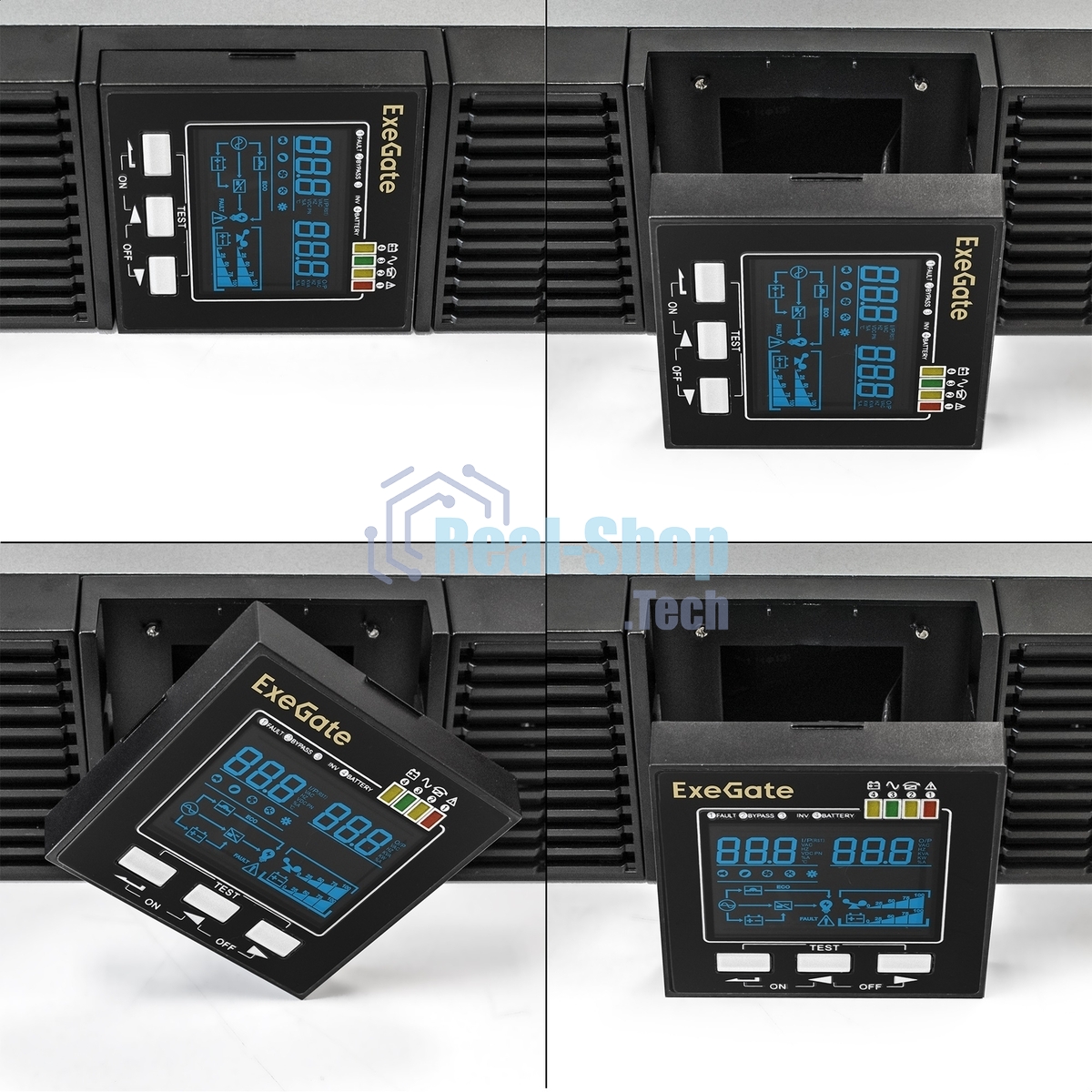 Источник бесперебойного питания On-line ExeGate PowerExpert ULS-2000.LCD.AVR.6C13.USB.RS232.SNMP.BC.2U 2000VA/2000W, On-Line, PF=1, LCD, 6*C13, RS232, USB, SNMP-slot, встроенные батареи 12V 7.2Ah - 6шт, батарейный коннектор, подключение до 4 внешних батарейных блоков 72В, Rackmount 2U/Tower, металлический корпус, черный