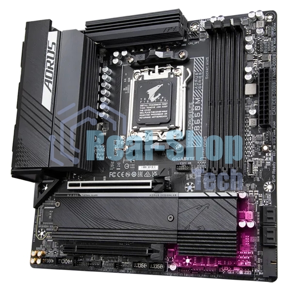 Материнская плата Gigabyte B650M AORUS ELITE, Socket AM5, AMD B650, 4xDDR5, 4xSATA, 2xM.2, 1xPCI-E 4.0 x16, 1xPCI-E 4.0 x4, 1xHDMI, 1xDP, 1x 2.5Gb LAN, 5xUSB-A 3.2 Gen 1, 2xUSB-A 3.2 Gen 2, 4xUSB-A 2.0, 1xUSB-C 3.2 Gen 2, 2x3.5 мм, 7.1, Micro-ATX