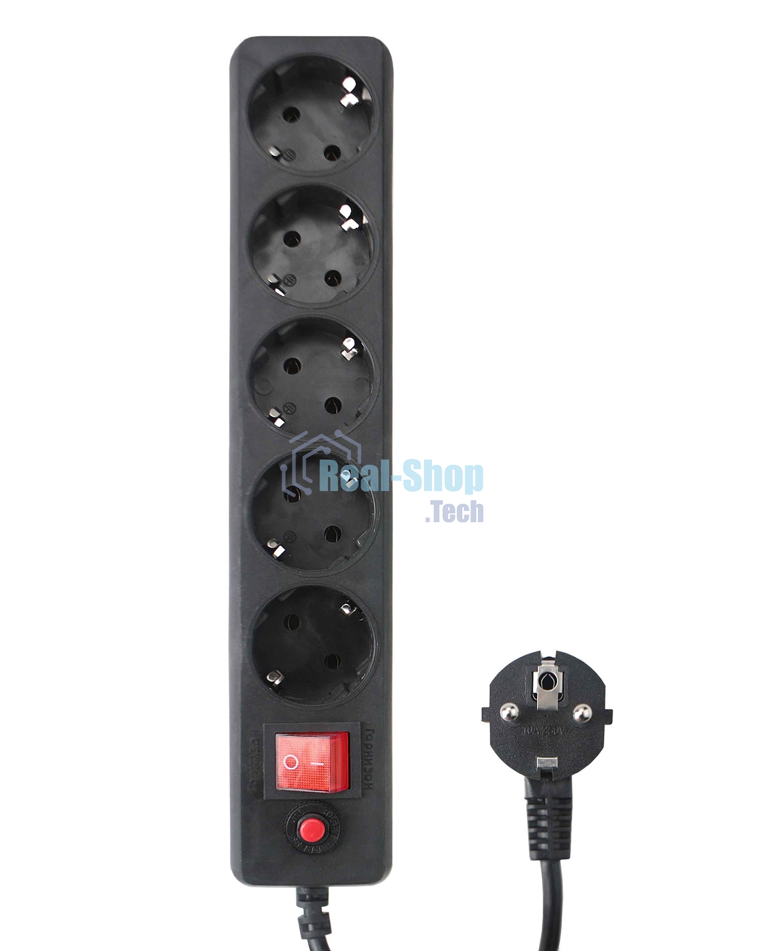 Сетевой фильтр Гарнизон EHLB-1, 5 р, 10А 1.8 м черный