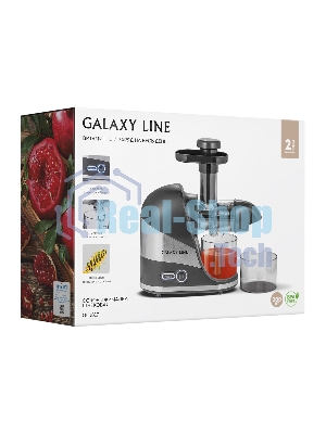 Соковыжималка Galaxy Line GL 0817 чёрный, шнековая горизонтальная, 200 Вт, 500 мл, электронное, реверс