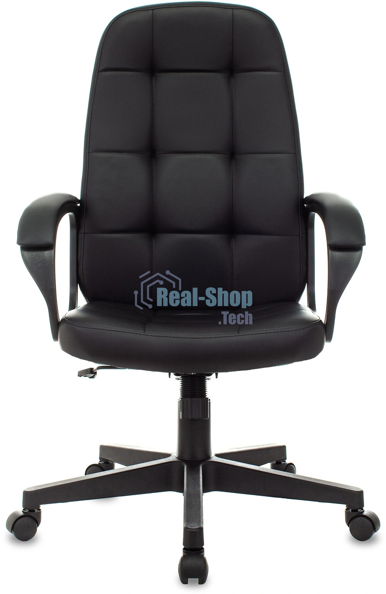 Кресло руководителя Бюрократ CH 002 черный, эко.кожа, крестов. пластик