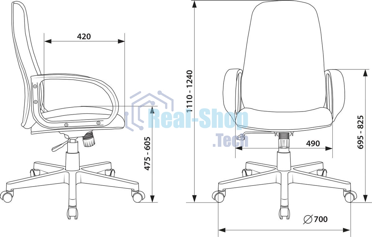 Кресло руководителя Бюрократ CH-808AXSN/Grey темно-серый 10-128 ткань, крестовина пластиковая