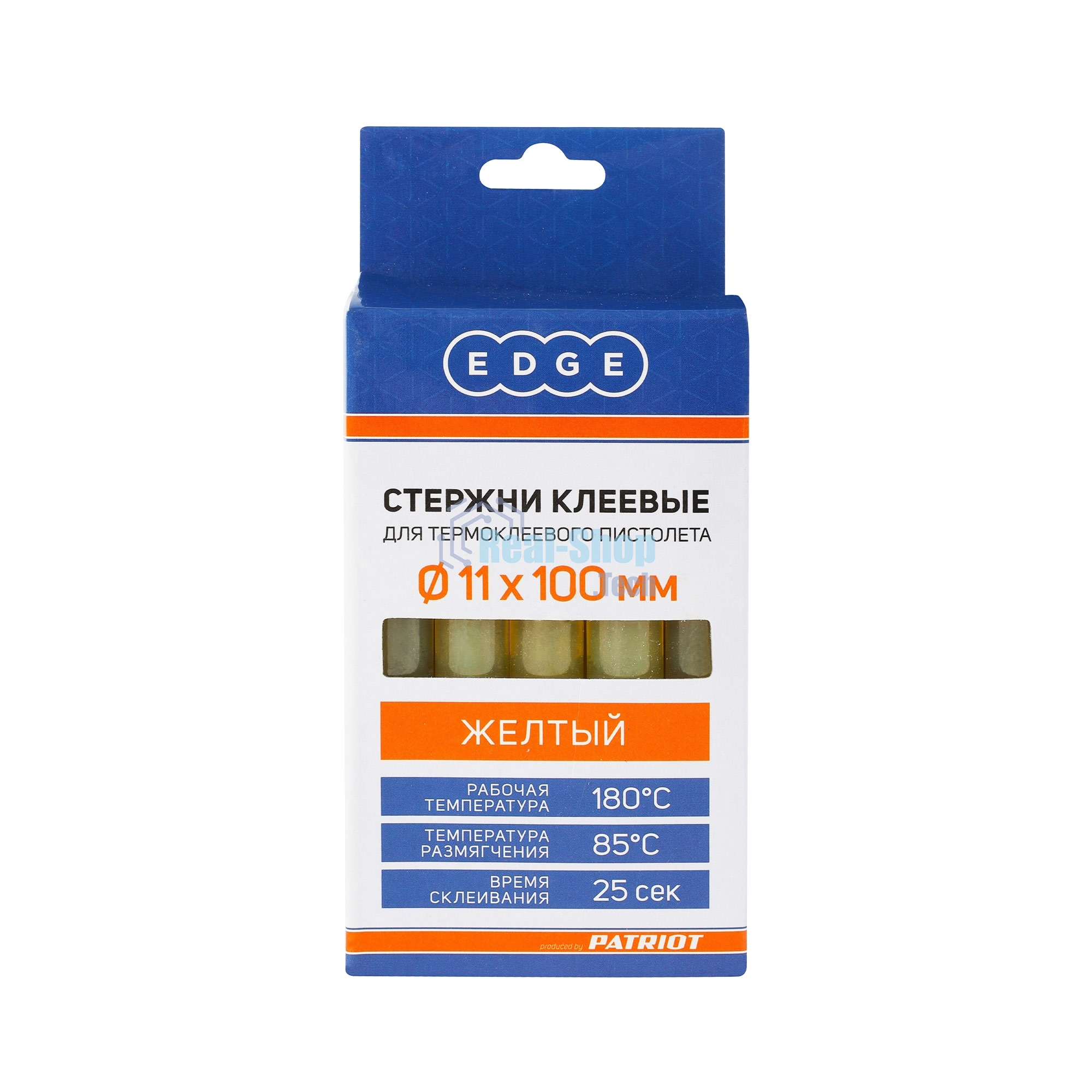Стержни клеевые EDGE by PATRIOT 11x100 мм желтые, упаковка 10 шт
