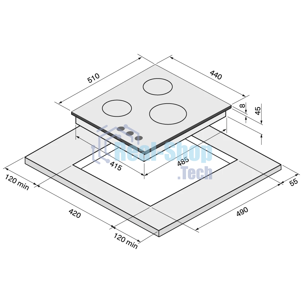 Газовая варочная поверхность Krona HAGEL 45 BL W черный