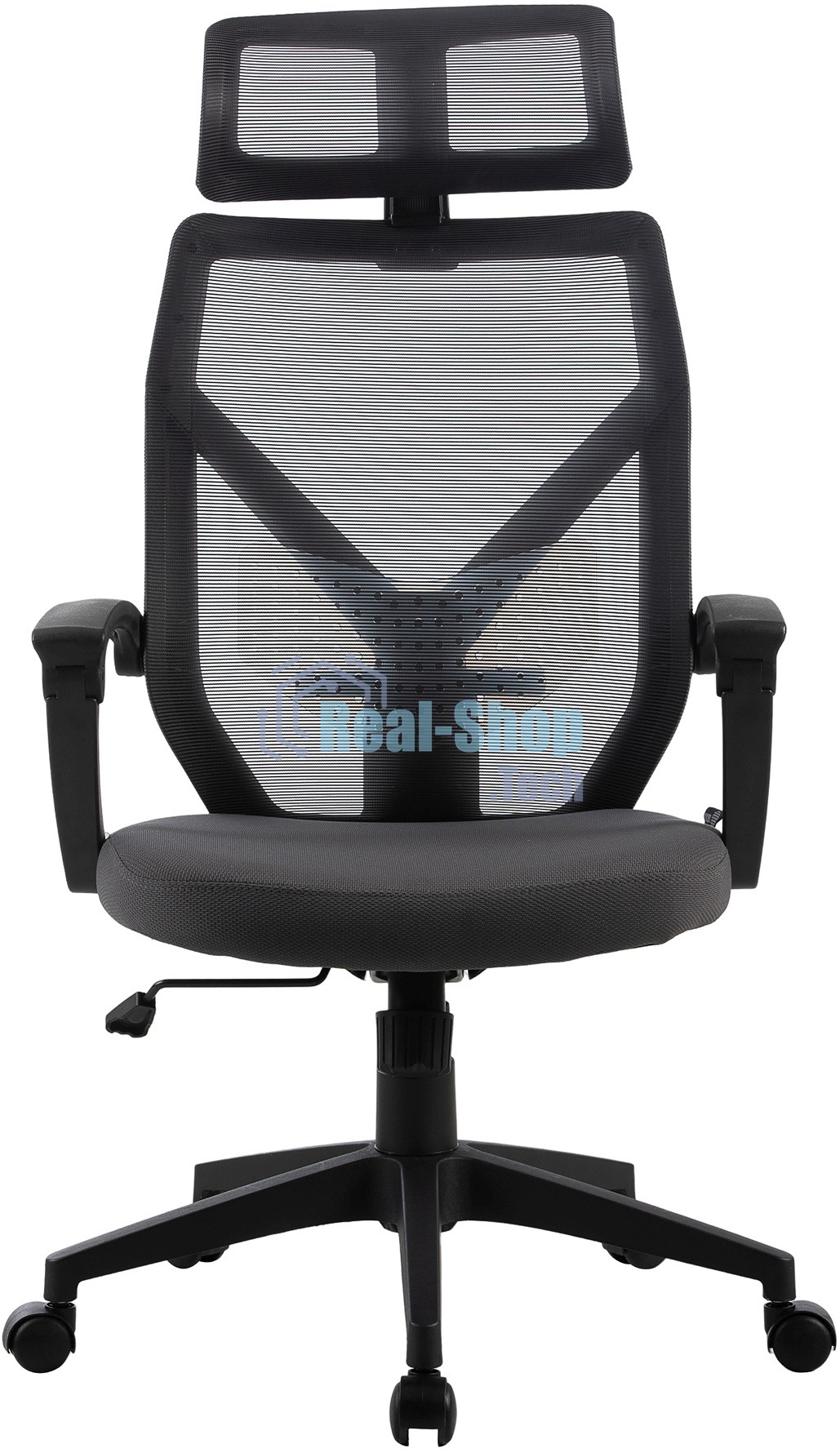 Кресло компьютерное Cactus CS-MC414-GY черный/серый, сетка/ткань, с подголов. крестов. пластик, пластик черный