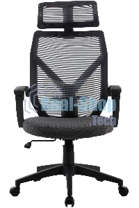 Кресло компьютерное Cactus CS-MC414-GY черный/серый, сетка/ткань, с подголов. крестов. пластик, пластик черный