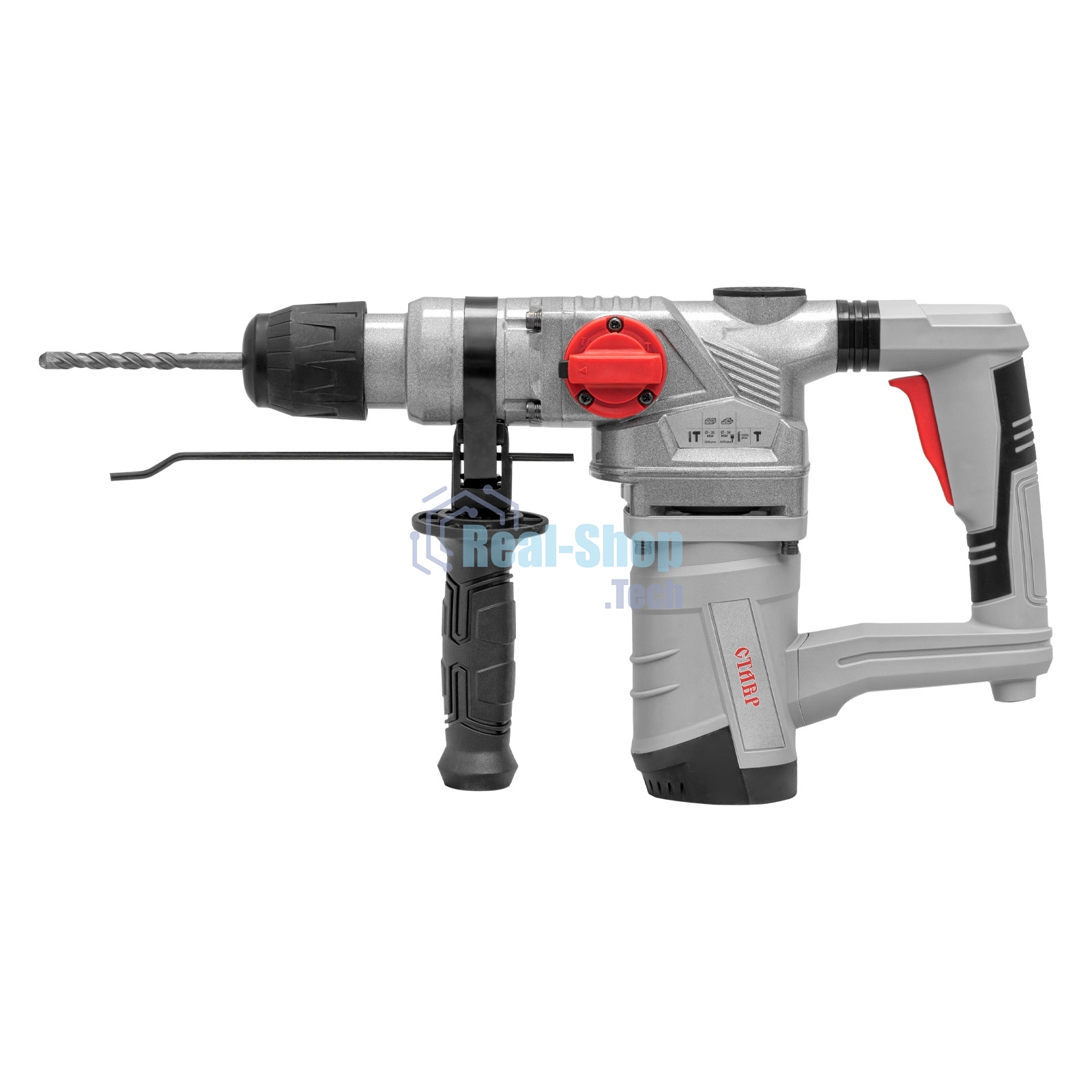 Перфоратор 1450Вт, SDS-plus, диаметр сверления бетона 35мм, вертикальный, СТАВР ПЭВ-1450, 2 режима работы, энергия удара 6.5Дж, число оборотов 1100об/мин, частота ударов 5100уд/мин, длина кабеля 3м (набор оснастки, кейс).