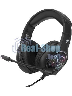 Гарнитура Oklick HS-L930G чёрный/синий, проводная, USB, подсветка