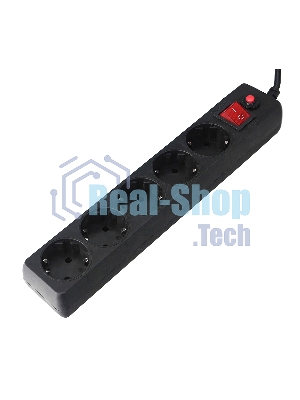 Сетевой фильтр Гарнизон EHLB-1, 5 р, 10А 1.8 м черный