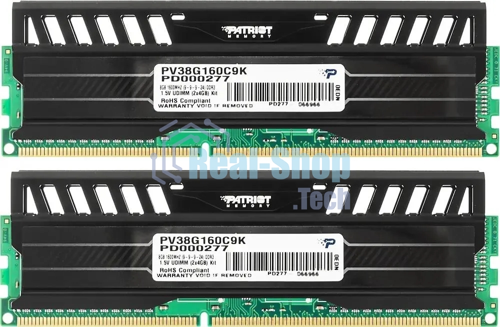 Оперативная память Patriot Viper 3, DDR3, 8GB (2x4 GB), 1600 MHz, CL9, DIMM, радиатор, черный
