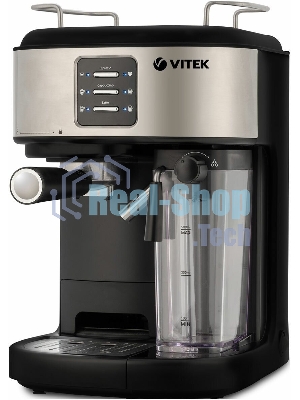 Кофеварка рожковая Vitek Metropolis VT-8489 черный/нержавеющая сталь, 1,5 л, 1250Вт, 15 бар
