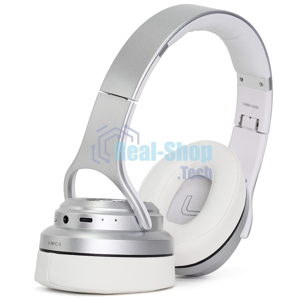 Беспроводные/проводные наушники Crown CMBH-5050 серебристый, накладные, Bluetooth + проводной, складная конструкция, до 10 ч