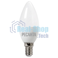 Лампа светодиодная Ресанта LL-R-C37-6W-230-4K-E14 свеча, 6 Вт, нейтр., Е14