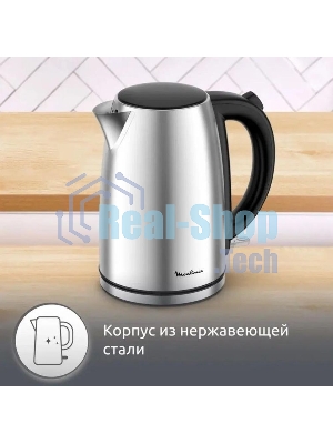Чайник электрический Moulinex BY3R0DF0 1.7л. 2200Вт серебристый/черный корпус: нерж.сталь/пластик
