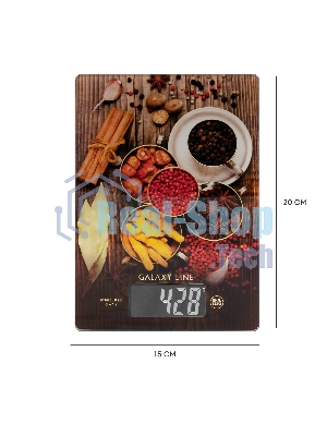 Весы кухонные Galaxy Line GL 2821, стекло, платформа из высокопрочного стекла, максимальный вес 8 кг