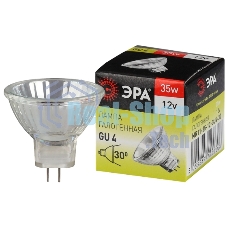Лампа галогенная ЭРА GU4-MR11-35W-12V-30CL GU4 35Вт софит теплый белый свет