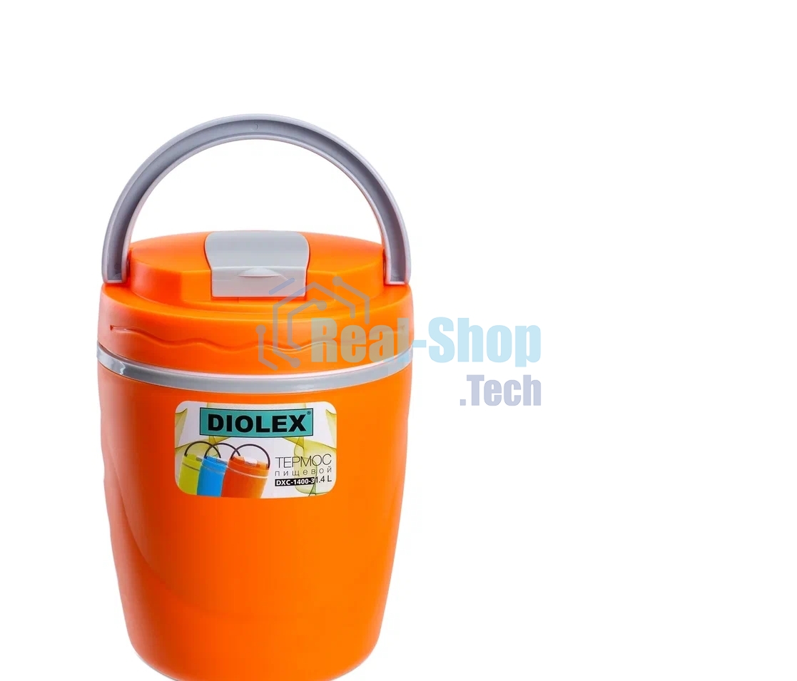 Термос Diolex DXC-1400-3-OR 1400 мл, оранжевый, пищевой пластик с колбой из нерж. стали