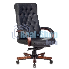 Кресло руководителя Бюрократ T-9928WALNUT черный, кожа, крестовина металл/дерево