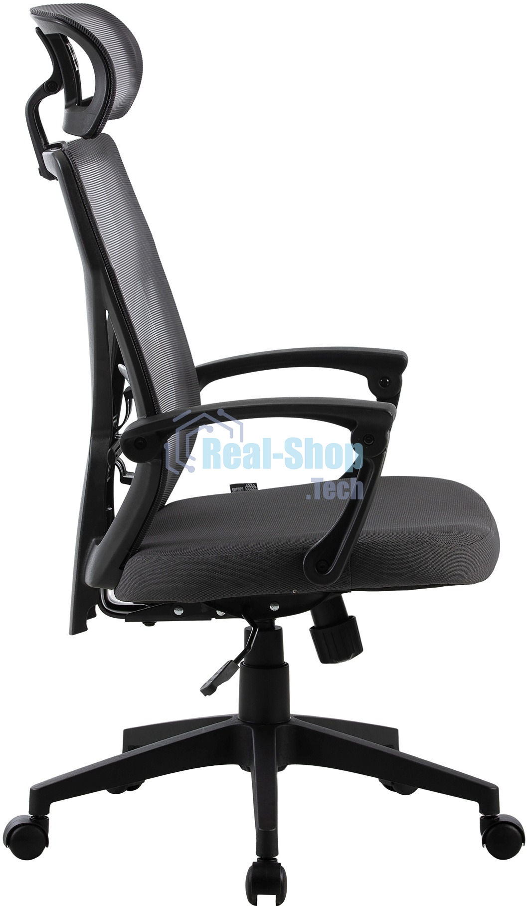 Кресло компьютерное Cactus CS-MC414-GY черный/серый, сетка/ткань, с подголов. крестов. пластик, пластик черный