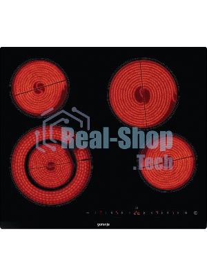 Варочная панель Gorenje ECT642BCSCE, 59 см, Hi-Light, 4 конфорки, таймер, сенсорное управление, шлифованный передний край, PowerBoost, дисплей, блокировка от детей, черный