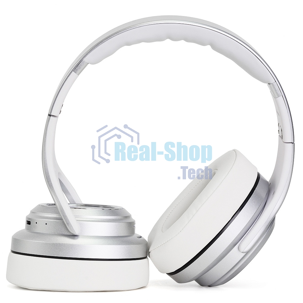 Беспроводные/проводные наушники Crown CMBH-5050 серебристый, накладные, Bluetooth + проводной, складная конструкция, до 10 ч