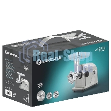 Мясорубка электрическая Eurostek EMG-0905 серебристый, 3200 Вт, 3 кг/мин, реверс, защита от перегрузки, металлический лоток, насадки - 4