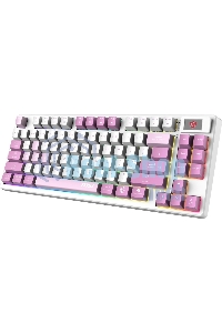 Клавиатура проводная+беспроводная MSI Forge GK600, USB, белый фиолетовый