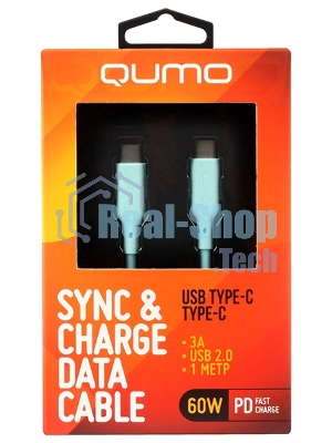 Кабель Type-C to Type-C, silica gel, 1м, 3A, 60W, PD (blue)