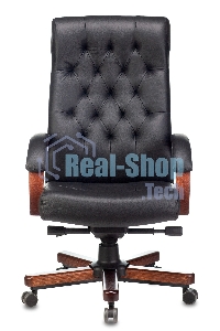 Кресло руководителя Бюрократ T-9928WALNUT черный, кожа, крестовина металл/дерево