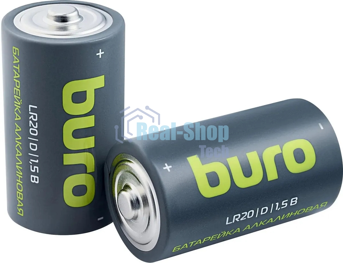 Батарея Buro Alkaline LR20 D 18000mAh (2шт) блистер, 1.5 В