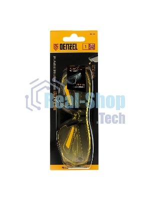 Очки защитные Denzel открытые, поликарбонатные, желтая линза