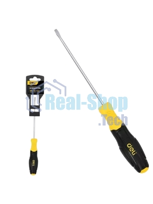 Отвертка шлицевая Deli DL6383001N 8х300мм сталь Cr-V, двухкомпонентная прорезиненная рукоять