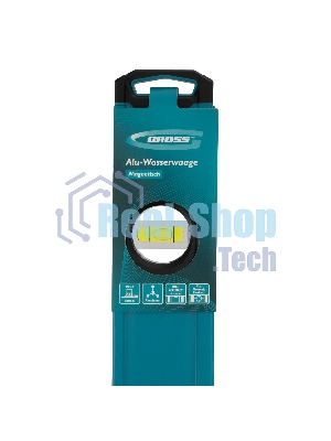 Уровень Gross 33650 алюминиевый, магнит., фрезерованный, 2 глазка, 0,5 мм/м, 400 мм