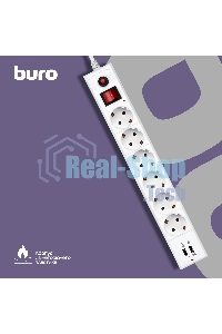 Сетевой фильтр Buro BU-SP3 USB 2A-W 3 м (6 розеток) белый (коробка)