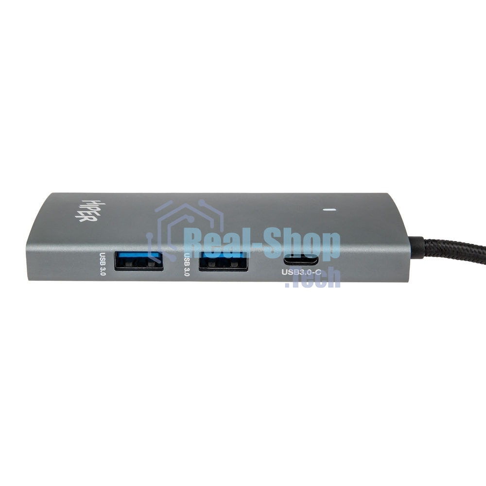 USB-концентратор HIPER Docking station USB-C HUB 6in1 (1*USB-C 100W PD, 1*HDMI 4K@60Hz, 2*USB-A 3.0 (5Gbps data), 1*USB-C 3.0 (5Gbps data), 1*RJ45 Gb)
