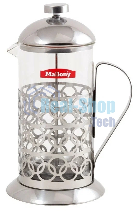 Френч-пресс MALLONY OLIMPIA,1000 мл, из жаропрочного стекла, в корп из нерж ст, T046-1000ML (950093)