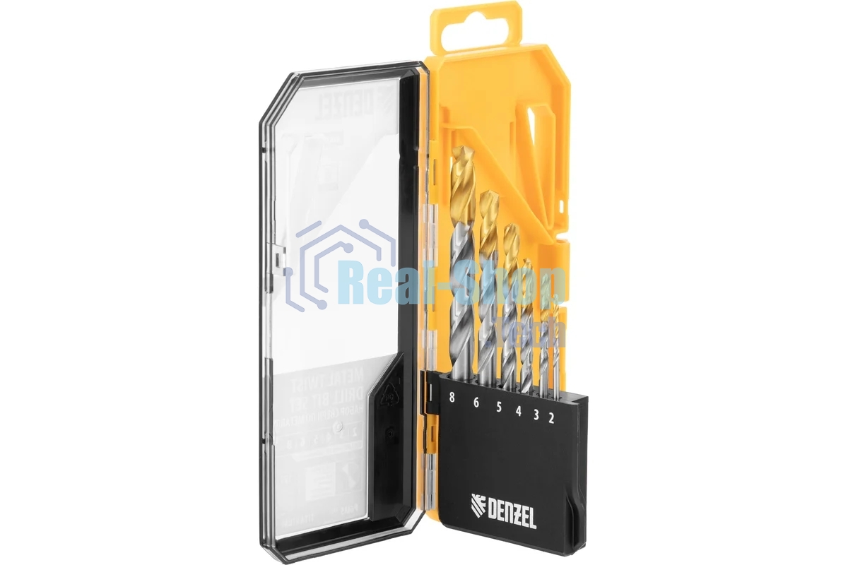 Набор сверл по металлу Denzel 2-8мм, Р6М5-TiN, Golden Tip, 6 шт 723000
