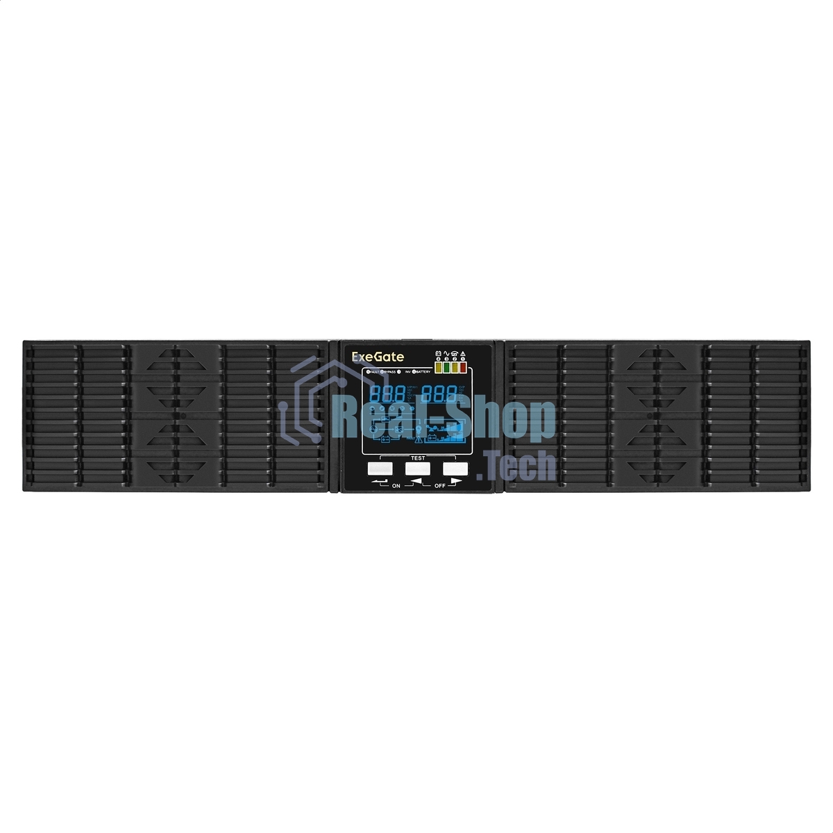 Источник бесперебойного питания On-line ExeGate PowerExpert ULS-2000.LCD.AVR.6C13.USB.RS232.SNMP.BC.2U 2000VA/2000W, On-Line, PF=1, LCD, 6*C13, RS232, USB, SNMP-slot, встроенные батареи 12V 7.2Ah - 6шт, батарейный коннектор, подключение до 4 внешних батарейных блоков 72В, Rackmount 2U/Tower, металлический корпус, черный
