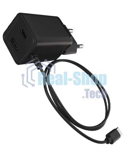 Сетевое зарядное устройство Maxvi A304T Type-C\USB 3A 15W + литой кабель Type-C 1.2м, черный