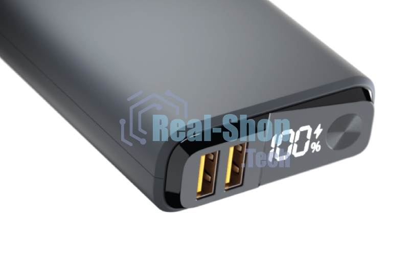 Портативный аккумулятор OLMIO QS-10, 10000mAh, 22.5W QuickCharge3.0/PowerDelivery, LCD, темно-серый
